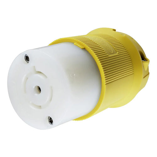 Hubbell HBL25CM13, Insulgrip Female Connector Bodies, Corrosion Resistant, Yellow Nylon, 20A 120/208V, L21-20R, 3 Phase, 4-Pole 5-Wire Grounding