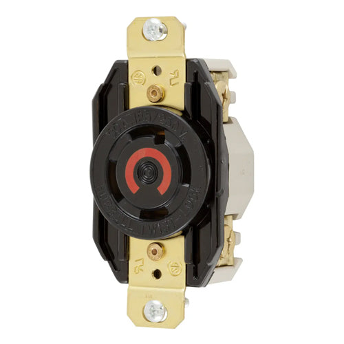 Hubbell HBL2710RT, Single Flush Receptacles, Ring Terminal Connection, 30A 125/250V, L14-30R, 3-Pole 4-Wire Grounding