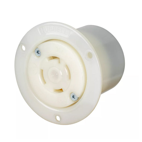 Hubbell HBL2716ST, Insulgrip Flanged Receptacles, Nylon Casing, Back Wire, Spring Termination, 30A 125/250V, L14-30R, 3-Pole 4-Wire Grounding