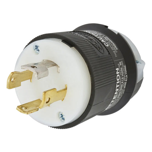 Hubbell HBL2751, Male Plugs, Black and White Nylon, 30A 120/208V, L18-30P, 3 Phase, 4-Pole 4-Wire Non-Grounding