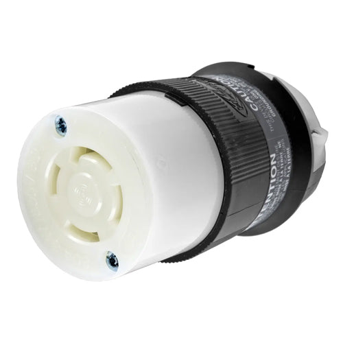 Hubbell HBL2773, Connector Bodies, Black and White Nylon, 30A 347/600V, L20-30R, 3 Phase, 4-Pole 4-Wire Non-Grounding