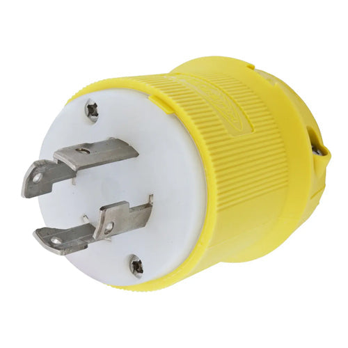 Hubbell HBL27CM31, Insulgrip Male Plugs, Corrosion Resistant, Yellow Nylon, 30A 480V, L16-30P, 3-Pole 4-Wire Grounding