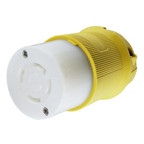 Hubbell HBL27CM33, Insulgrip Connector Bodies, Corrosion Resistant, Yellow Nylon, 30A 480V, L16-30R, 3-Pole 4-Wire Grounding