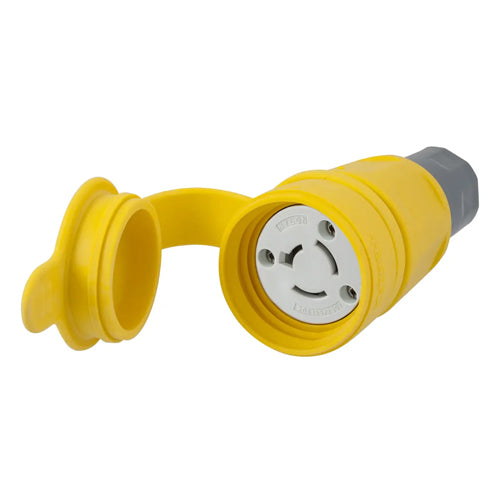 Hubbell HBL27W08, Watertight Twist-Lock Connector, Non-NEMA, 20A 125V/250V, 1-Phase, 3-Pole 3-Wire Grounding, Yellow