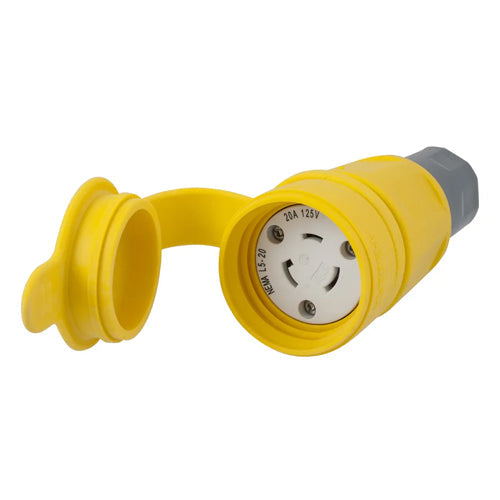 Hubbell HBL27W47, Watertight Twist-Lock Connector, 20A 125V, L5-20R, 2-Pole 3-Wire Grounding, Yellow