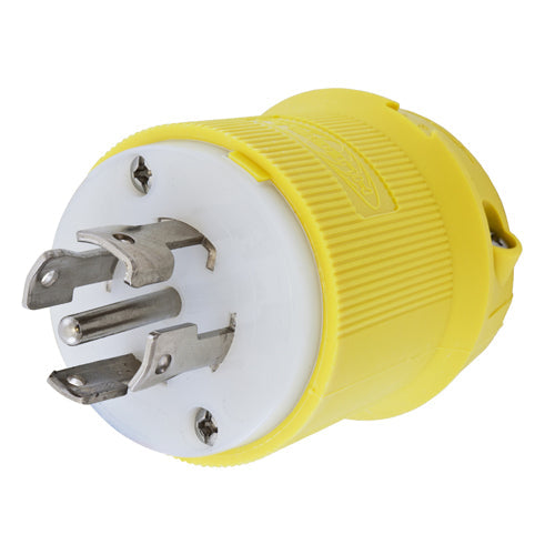 Hubbell HBL28CM11, Insulgrip Male Plugs, Corrosion Resistant, Yellow Nylon, 30A 120/208V, L21-30P, 3 Phase, 4-Pole 5-Wire Grounding