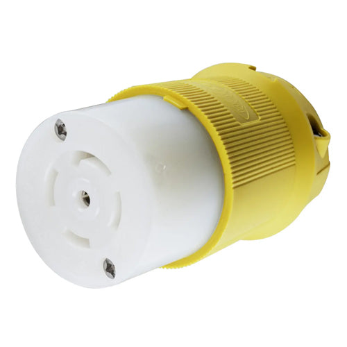 Hubbell HBL28CM13, Insulgrip Female Connector Bodies, Corrosion Resistant, Yellow Nylon, 30A 120/208V, L21-30R, 3 Phase, 4-Pole 5-Wire Grounding