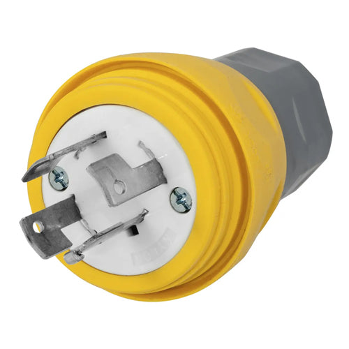 Hubbell HBL28W09, Watertight Twist-Lock Male Plug, Non-NEMA, 30A 120/208V, 3-Phase, 4-Pole 4-Wire Grounding, Yellow