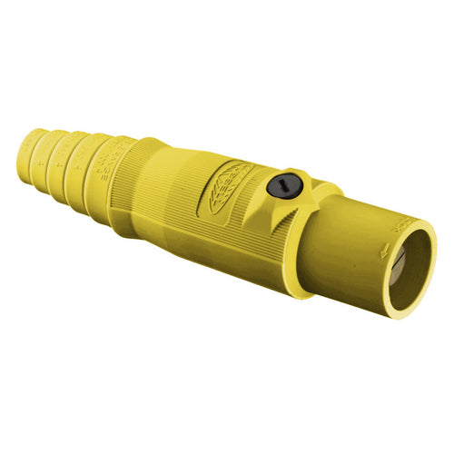 Hubbell HBL300MY, Series 16 Single Pole, Male Inline Plug, 300A 600V AC/DC, Thermoplastic Elastomer, Cable Size #6 - 2/0 AWG, Yellow