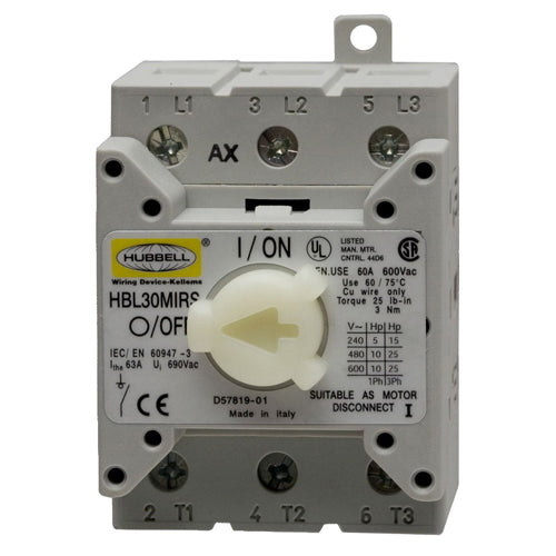 Hubbell HBL30MIRS, Replacement Switch For 30 and 32A Mechanical Interlocks