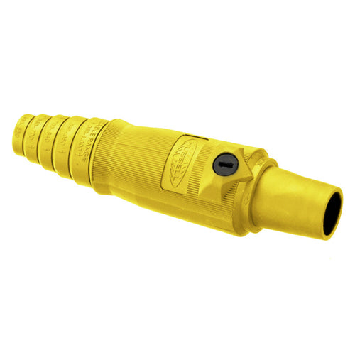 Hubbell HBL400MY, Series 16 Single Pole, Male Inline Plug, 400A 600V AC/DC, Thermoplastic Elastomer, Cable Size 2/0-4/0 AWG, Yellow