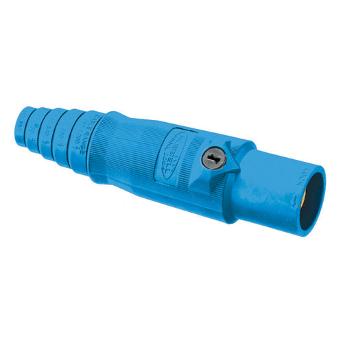 Hubbell HBL400MBL, Series 16 Single Pole, Male Inline Plug, 400A 600V AC/DC, Thermoplastic Elastomer, Cable Size 2/0-4/0 AWG, Blue