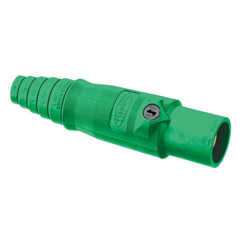 Hubbell HBL400MGN, Series 16 Single Pole, Male Inline Plug, 400A 600V AC/DC, Thermoplastic Elastomer, Cable Size 2/0-4/0 AWG, Green