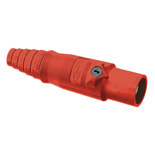 Hubbell HBL400MR, Series 16 Single Pole, Male Inline Plug, 400A 600V AC/DC, Thermoplastic Elastomer, Cable Size 2/0-4/0 AWG, Red