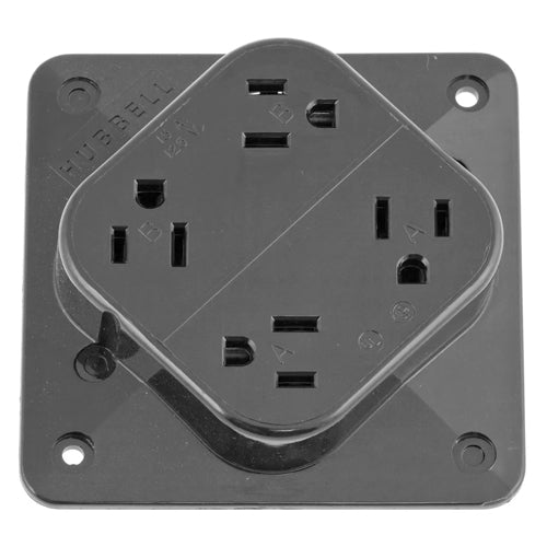 Hubbell HBL415GY, 4-PLEX Receptacles, Over Size Robertson/Slotted Head Terminal Screws, 15A 125V, 5-15R, 2-Pole 3-Wire Grounding, Gray
