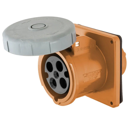 Hubbell HBL420R12W, IEC Pin and Sleeve Devices, Watertight Female Receptacle, 20A 125/250VAC, 3-Pole 4-Wire Grounding