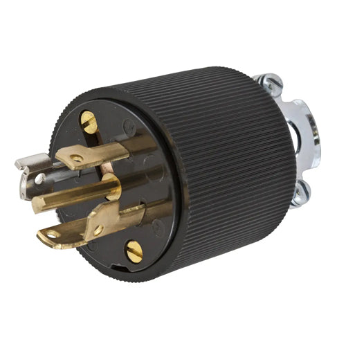 Hubbell HBL45915, Variload Male Plug, Unique Center Pin, Black Nonmetallic Body, 20A 120/208VAC, 3 Phase, 400Hz, 4-Pole 5-Wire Grounding