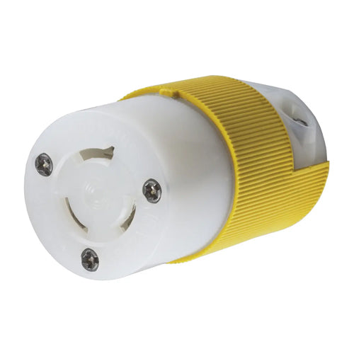 Hubbell HBL45CM79C, Insulgrip Connector Body, Corrosion Resistant, Yellow And White Nylon, Multiple Drive Screws, 15A 250V, L6-15R, 2-Pole 3-Wire Grounding