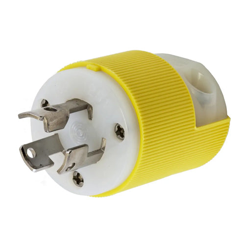 Hubbell HBL47CM20C, Insulgrip Plugs, Corrosion Resistant, Yellow and White Nylon, Multiple Drive Screws, 15A 125V, L5-15P, 2-Pole 3-Wire Grounding