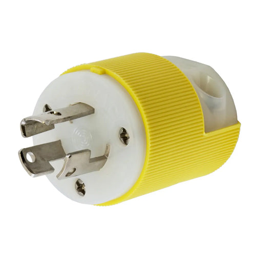 Hubbell HBL47CM70C, Insulgrip Plugs, Corrosion Resistant, Yellow and White Nylon, Multiple Drive Screws, 15A 277V, L7-15P, 2-Pole 3-Wire Grounding