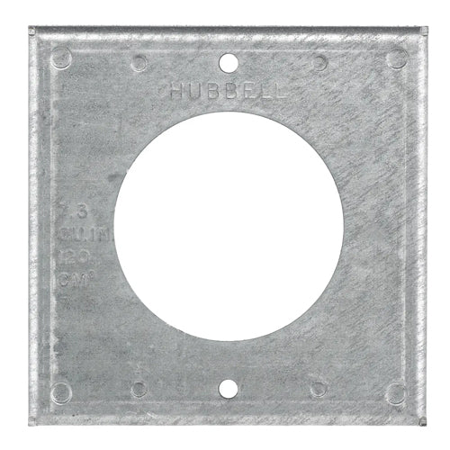 Hubbell HBL50SC, Receptacle 1/2" Raised Cover, Galvanized Steel fits 4" Square or 2-Gang Box