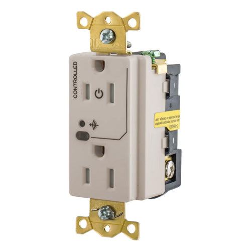 Hubbell HBL5262RFC1LA, Logic Load Control Wireless Switched Duplex Receptacles, Split Circuit, 15A 125V, 5-15R, 2-Pole 3-Wire Grounding, Light Almond