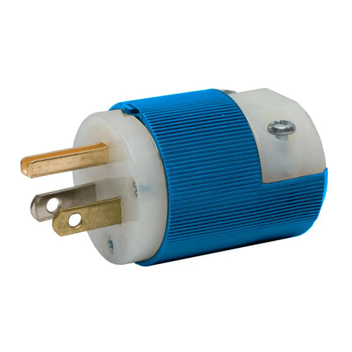 Hubbell HBL5266CBL, Male Plug, Insulgrip, 15A 125V, 5-15P, 2-Pole 3-Wire Grounding, Blue and White Nylon