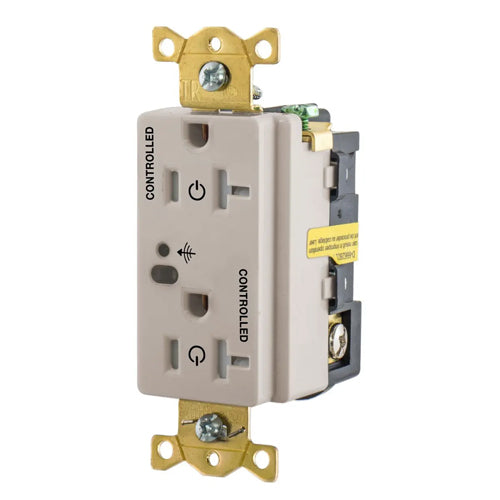 Hubbell HBL5362RFC2LA, Logic Load Control Wireless Switched Duplex Receptacles, Fully Controlled, 20A 125V, 5-20R, 2-Pole 3-Wire Grounding, Light Almond