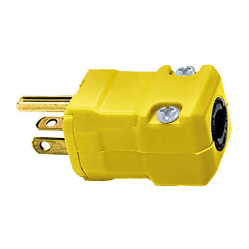 Hubbell HBL5364VY, Male Plug, Valise Series, 20A 125V, 5-20P, 2-Pole 3-Wire Grounding, Yellow Nylon