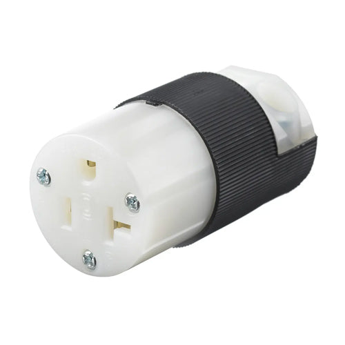 Hubbell HBL5369C, Female Connector Body, Insulgrip, 20A 125V, 5-20R, 2-Pole 3-Wire Grounding, Black and White Nylon