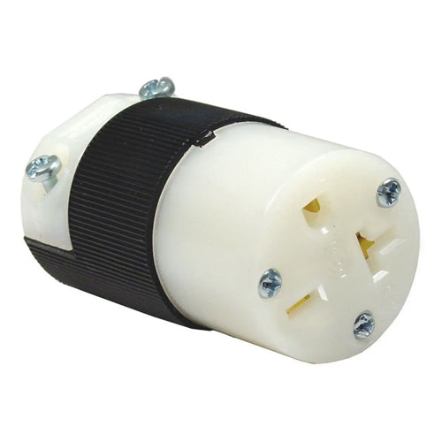 Hubbell HBL5469C, Female Connector Body, Insulgrip, 20A 250V, 6-20R, 2-Pole 3-Wire Grounding, Black and White Nylon
