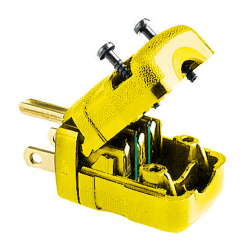 Hubbell HBL5966VY, Male Plug, Valise Series, Insulation Displacement Terminals, 15A 125V, 5-15P, 2-Pole 3-Wire Grounding, Yellow