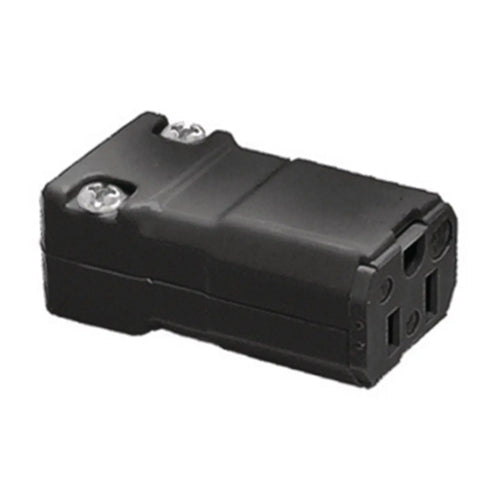 Hubbell HBL5969VBLK, Female Connector Body, Valise Series, IP20 Suitability, 15A 125V, 15A 5-15R, 2-Pole 3-Wire Grounding, Black