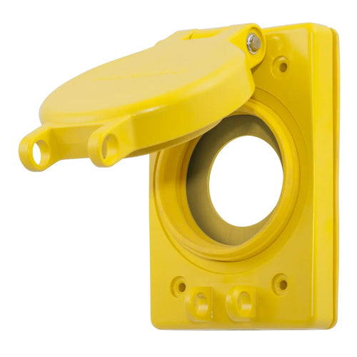 Hubbell HBL6500, UL Type 4X Watertight Lift Covers, Receptacle Not Included, For use With 15A or 20A Straight Blade Receptacles and 15A Twist-Lock Receptacles, Yellow
