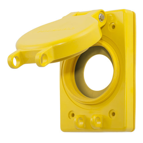 Hubbell HBL6700, UL Type 4X Watertight Lift Covers, Receptacle Not Included, For use with 20A Twist-Lock Receptacles, Yellow