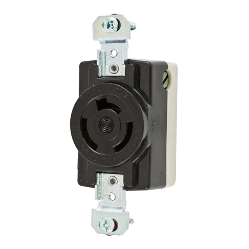 Hubbell HBL7310BG, Single Flush Receptacles, Black Nylon Face, Back Wired, 20A 250V, 2-Pole 3-Wire Grounding