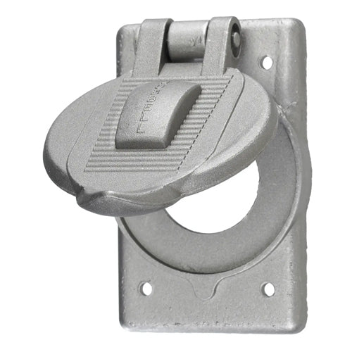 Hubbell HBL7420, Weatherproof Covers for Single Receptacle Plate, for FS/FD Box Mounting, Aluminum, Cast Aluminum
