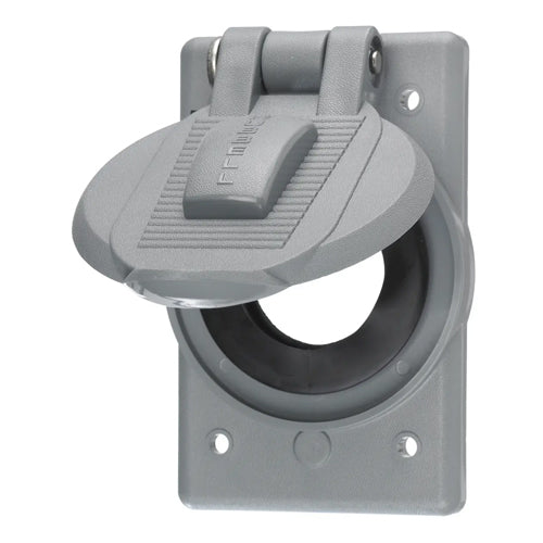 Hubbell HBL7423WO, Weatherproof Covers for Single Receptacle Plate, for FS/FD Box Mounting, Gary, Reinforced Thermoplastic Polyester