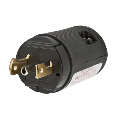 Hubbell HBL7485V, Valise Midget Plug, Black Nylon, With Insulation Displacement Terminals, 15A 125/250V, ML-3P, 3-Pole 3-Wire Non-Grounding