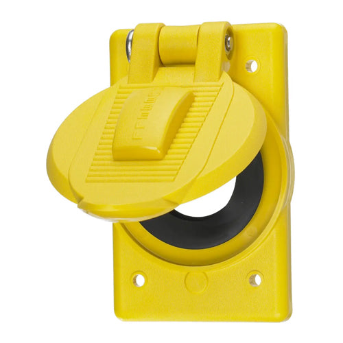 Hubbell HBL74CM23WO, Weatherproof Covers for Single Receptacle Plate, for FS/FD Box Mounting, Yellow, Reinforced Thermoplastic Polyester
