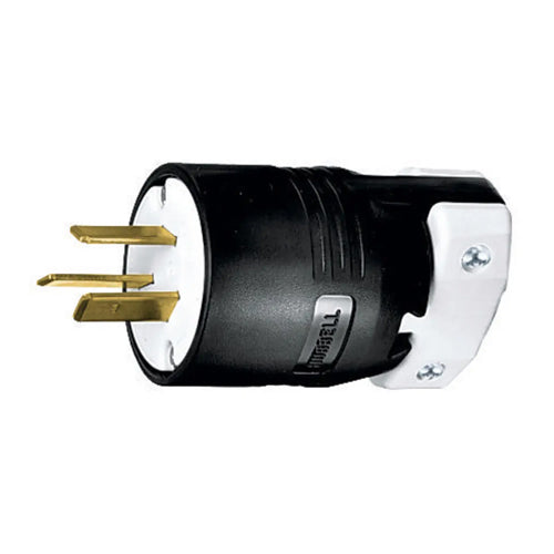 Hubbell HBL7513C, Male Plug, Insulgrip, Nylon, 50A 125/250V, 10-50P, 3-Pole 3-Wire Non-Grounding, Black