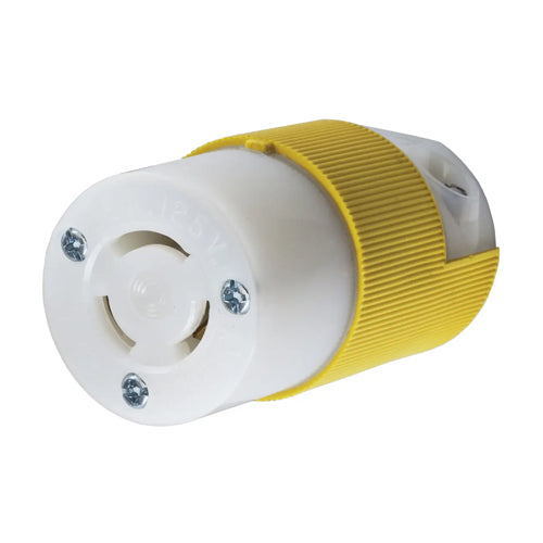 Hubbell HBL7565CY, Insulgrip Connector Bodies, Yellow and White Nylon, Multiple Drive Screws, 10A 250V/15A 125V, 3-Pole 3-Wire Non-Grounding