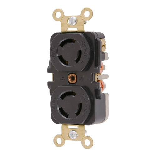 Hubbell HBL7580, Duplex Flush Receptacles, Black RTP, Back And Side Wired, 10A 250V/15A 125V, 3-Pole 3-Wire Non-Grounding