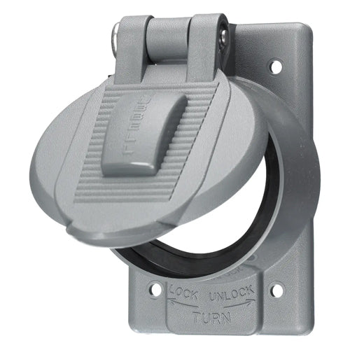 Hubbell HBL7774WO, Weatherproof Receptacle Lift Cover Plates for FS/FD Box Mounting, Thermoplastic, Gray