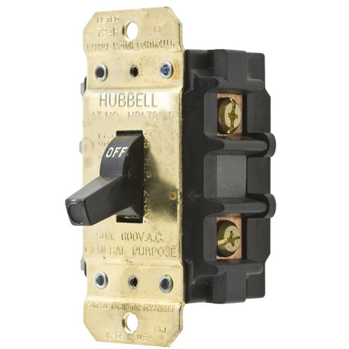 Hubbell HBL7852D, Circuit-Lock Manual Toggle Controller/Motor Disconnect Switch, 50A 600V AC, 2-Pole, Single Throw, Side Wired