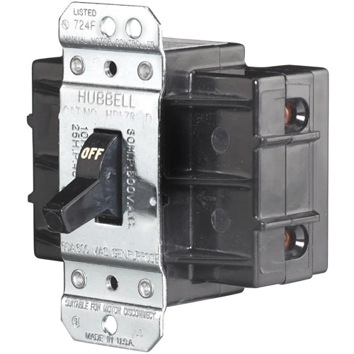 Hubbell HBL7862D, Circuit-Lock Manual Toggle Controller/Motor Disconnect Switch, 60A 600V AC, 2-Pole, Single Throw, Back Wired