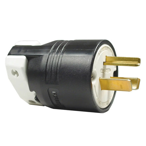 Hubbell HBL9337C, Male Plug, Insulgrip, Nylon, 30A 125/250V, 10-30P, 3-Pole 3-Wire Non-Grounding, Black