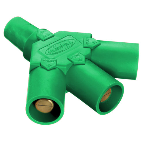 Hubbell HBLF3MGN, Series 16 Single Pole, Tri-Tap Connector (Female-Male-Male-Male), 300/400A 600V AC/DC, Green