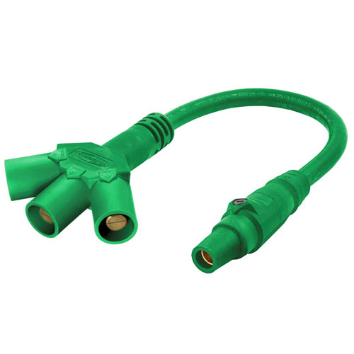Hubbell HBLF3MSGN, Series 16 Single Pole, Tri-Tap Connector, Soft 3-Fer (Female-Male-Male-Male), 300/400A 600V AC/DC, Green