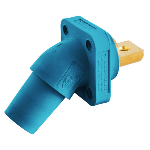 Hubbell HBLFRABBL, Series 16 Single Pole, Angled Female Receptacle, Bus Bar, Through Hole Mounting, 300/400A 600V AC/DC, Blue